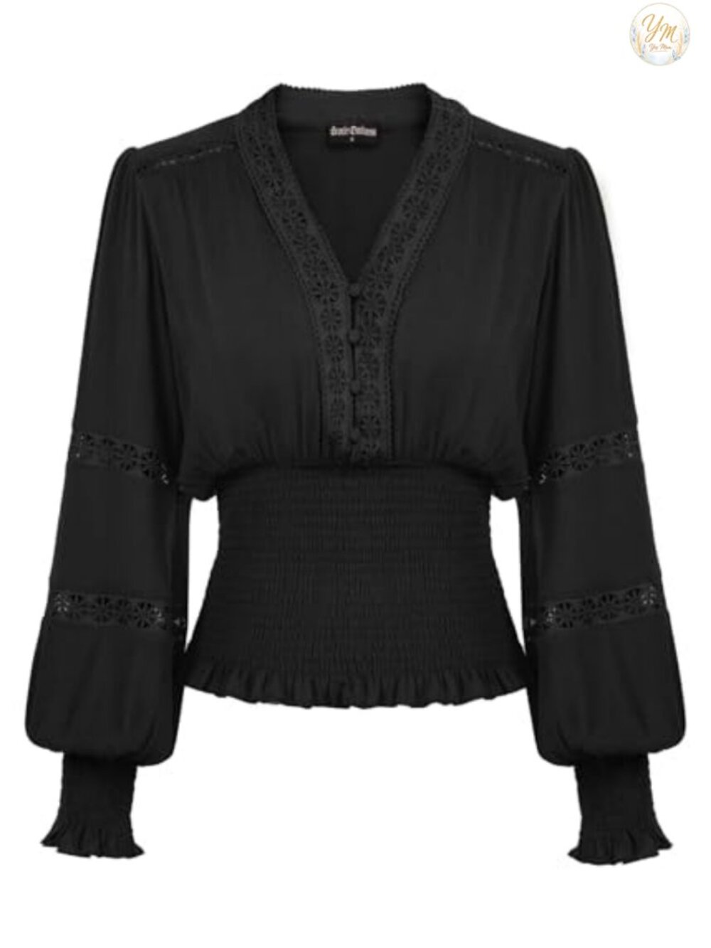 Renaissance Peasant Blouse Long Sleeve V Neck Eyelet Women's Top